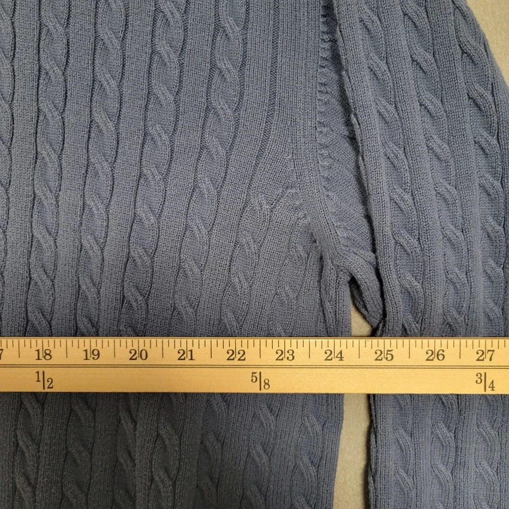 Lacoste Mens Blue‎ Cable Knit Crew Neck Sweater Sz 9 4XL Embroidered Logo Cotton